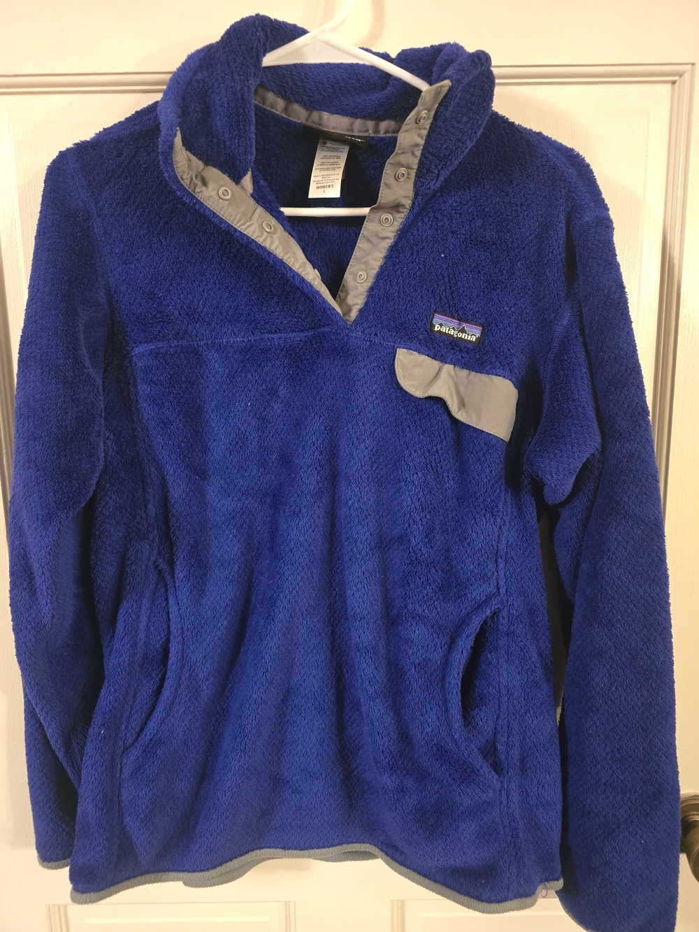 Patagonia Womens Royal Blue Fleece Snap-Placket Pullover #244